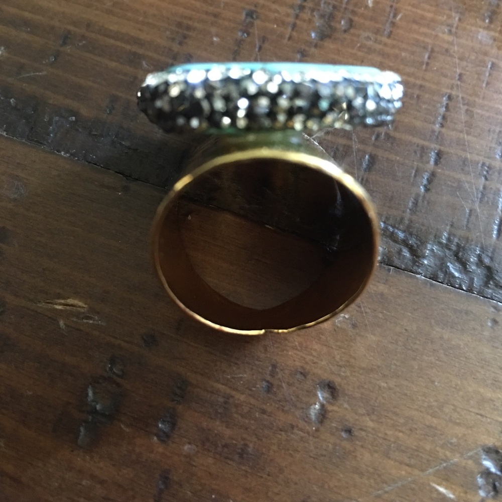π Gold & Turquoise geode ring π - Picture 3 of 4
